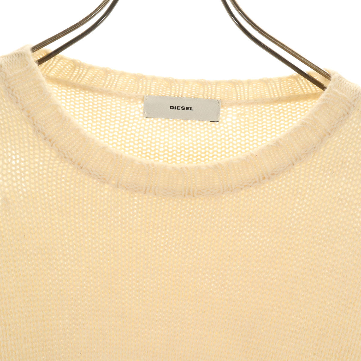 DIESEL ディーゼル イタリア製 アルパカブレンド 長袖 ダメージ加工 セーター オフホワイト ニット メンズ