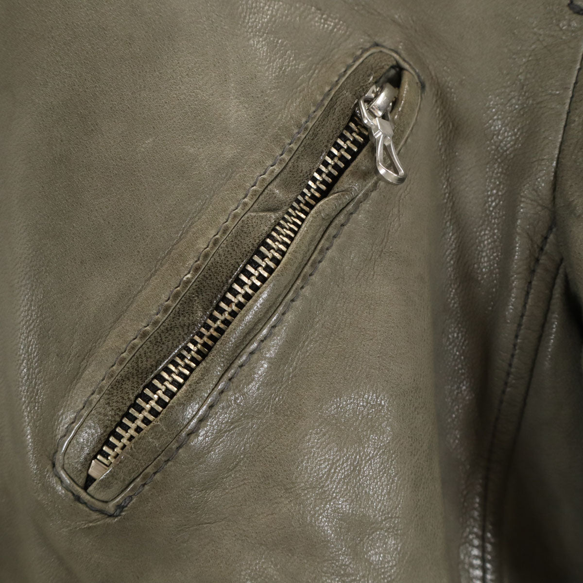 KATHARINE HAMNETT LONDON キャサリンハムネットロンドン レザー ライダースジャケット M ライトグレー シングル メンズ