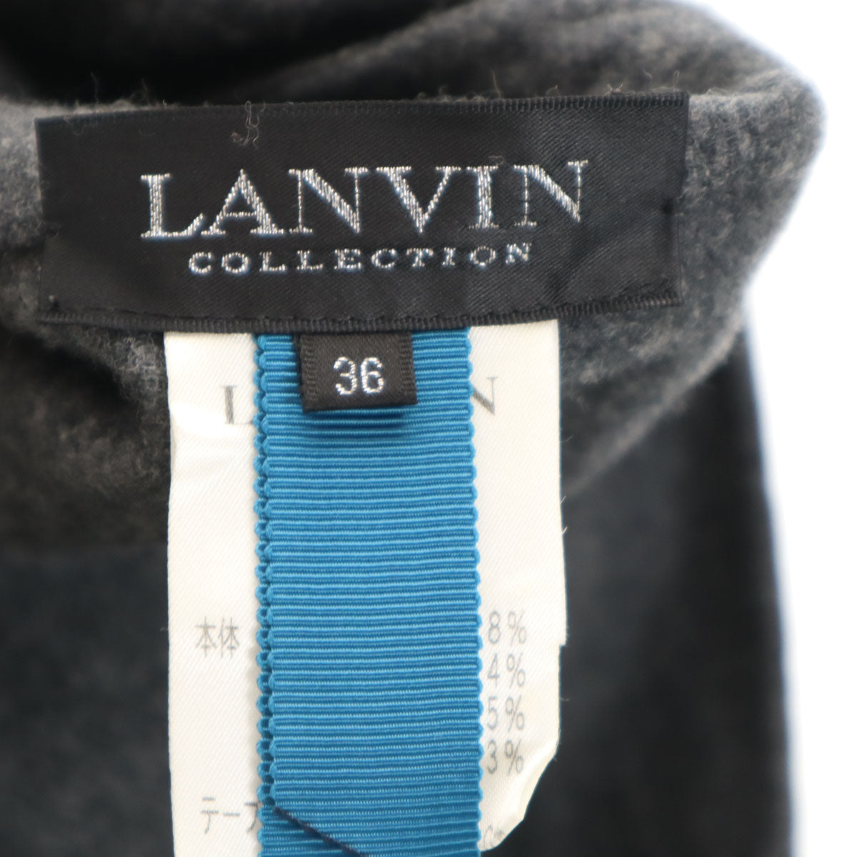 LANVIN ランバン ウールブレンド ノースリーブ Vネック ワンピース 36 グレー レディース