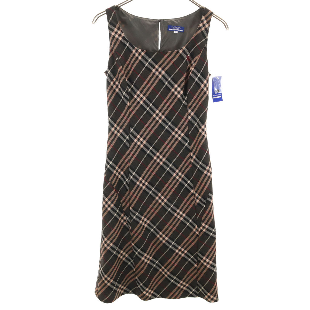 BURBERRY BLUE LABEL バーバリーブルーレーベル 日本製 ノースリーブ ワンピース 38 ブラウン 三陽商会 レディース