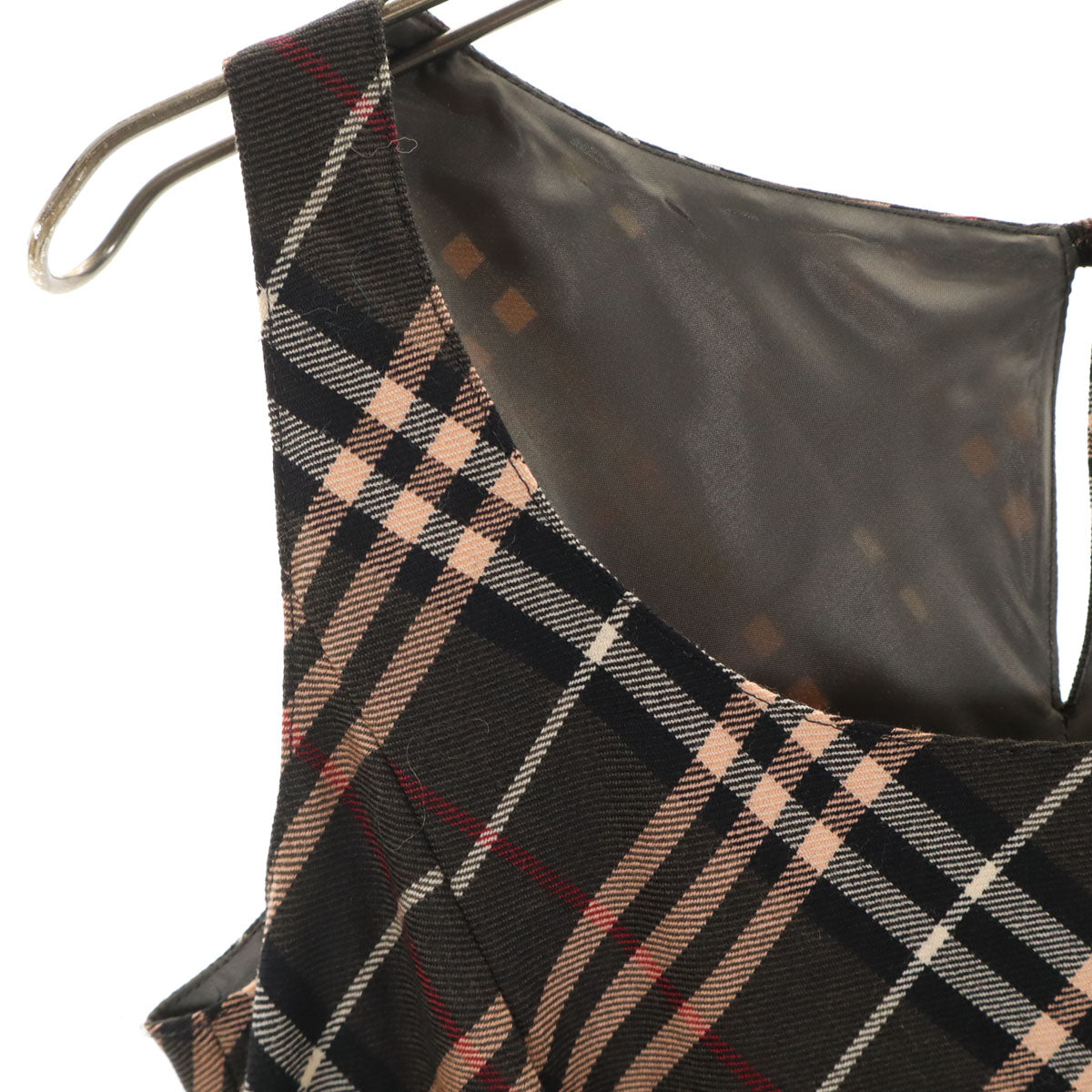 BURBERRY BLUE LABEL バーバリーブルーレーベル 日本製 ノースリーブ ワンピース 38 ブラウン 三陽商会 レディース