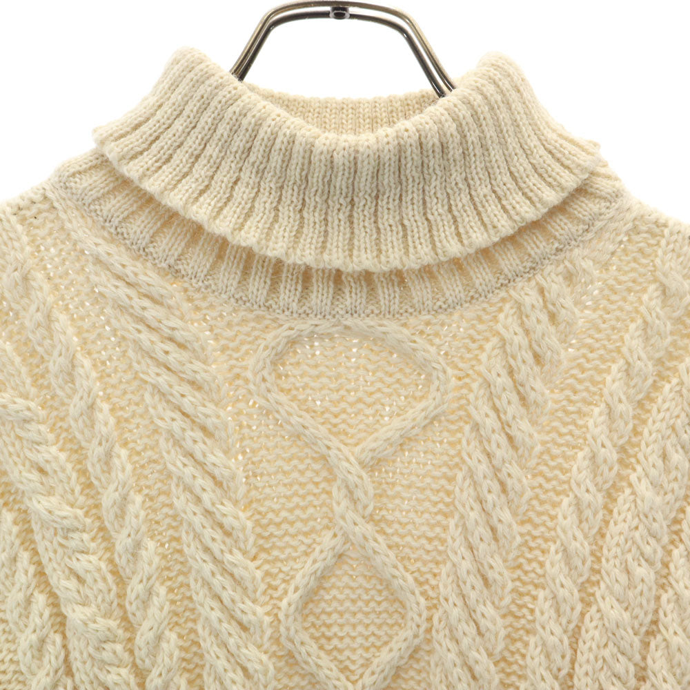 ガンジーウーレンズ イギリス製 ウール 長袖 タートルネック ニット M アイボリー セーター メンズ