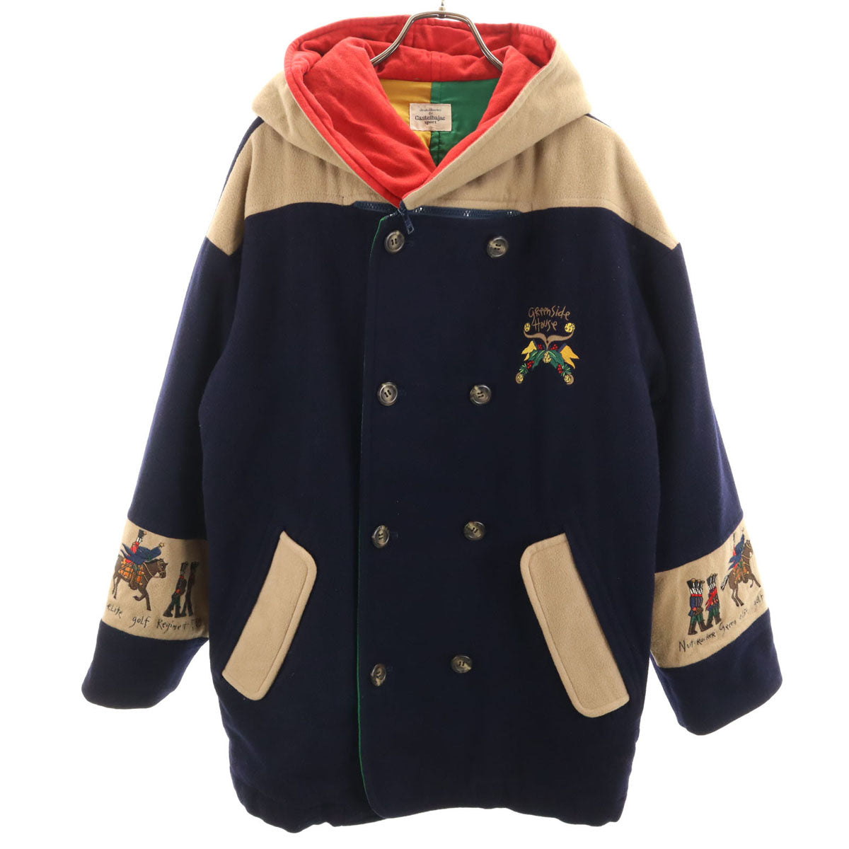 Castelbajac sport カステルバジャックスポーツ 日本製 フーデッド ウールコート 2 ネイビー 中綿 メンズ