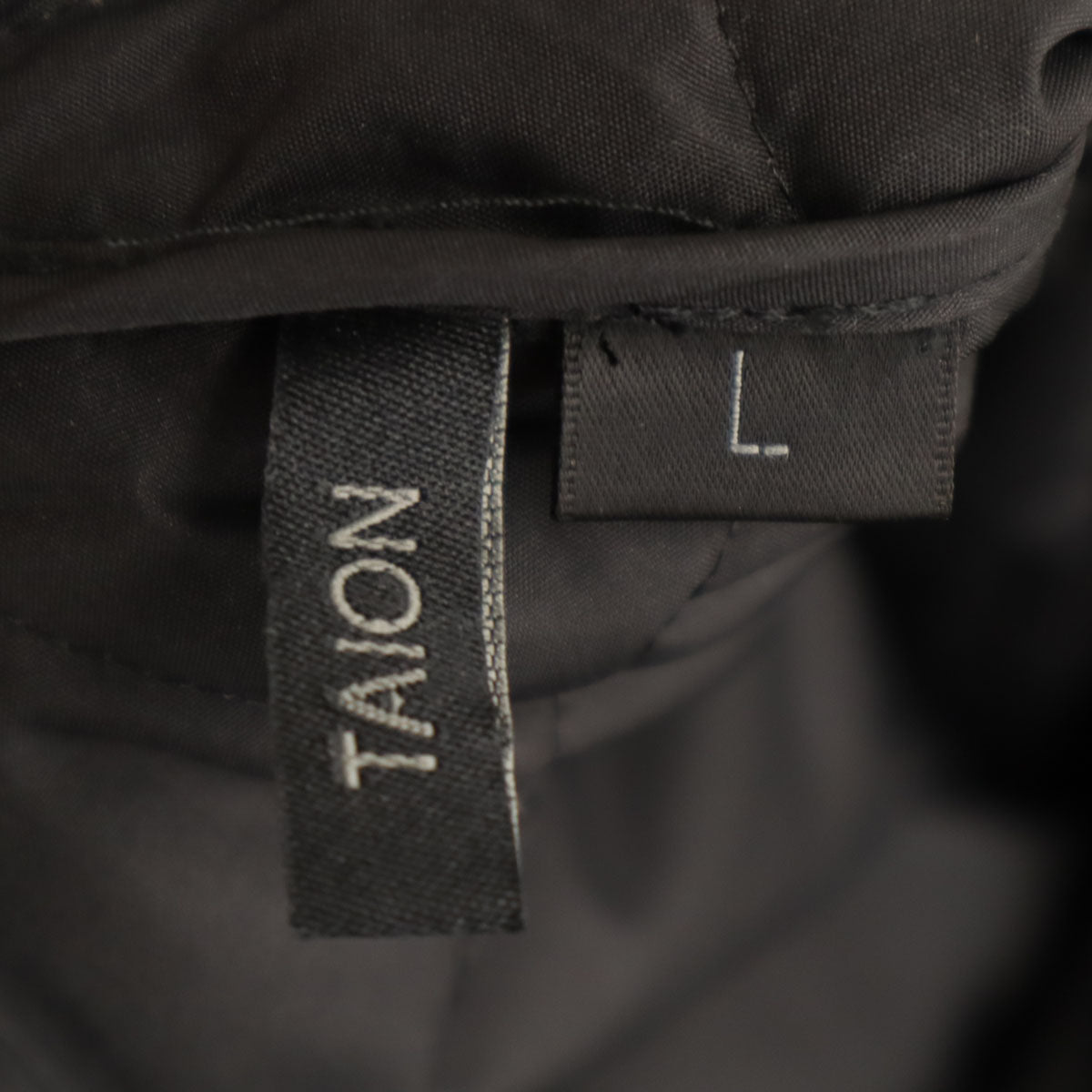 美品 TAION タイオン キルティング ダウンコート L ブラック 襟コーデュロイ メンズ