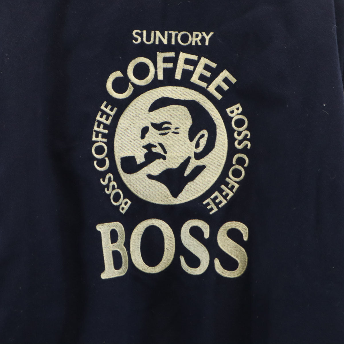 SUNTORY ORIGINAL DESIGN サントリーボス レザー切替 スタジャン ネイビー系 メンズ