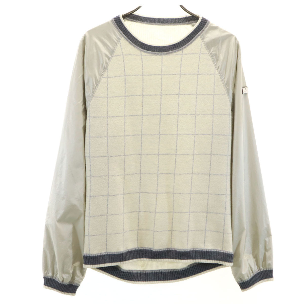 LANVIN SPORT ランバン スポーツ 長袖 ナイロン切替 ニット 38 グレージュ レディース