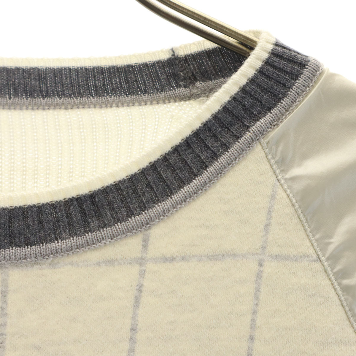 LANVIN SPORT ランバン スポーツ 長袖 ナイロン切替 ニット 38 グレージュ レディース