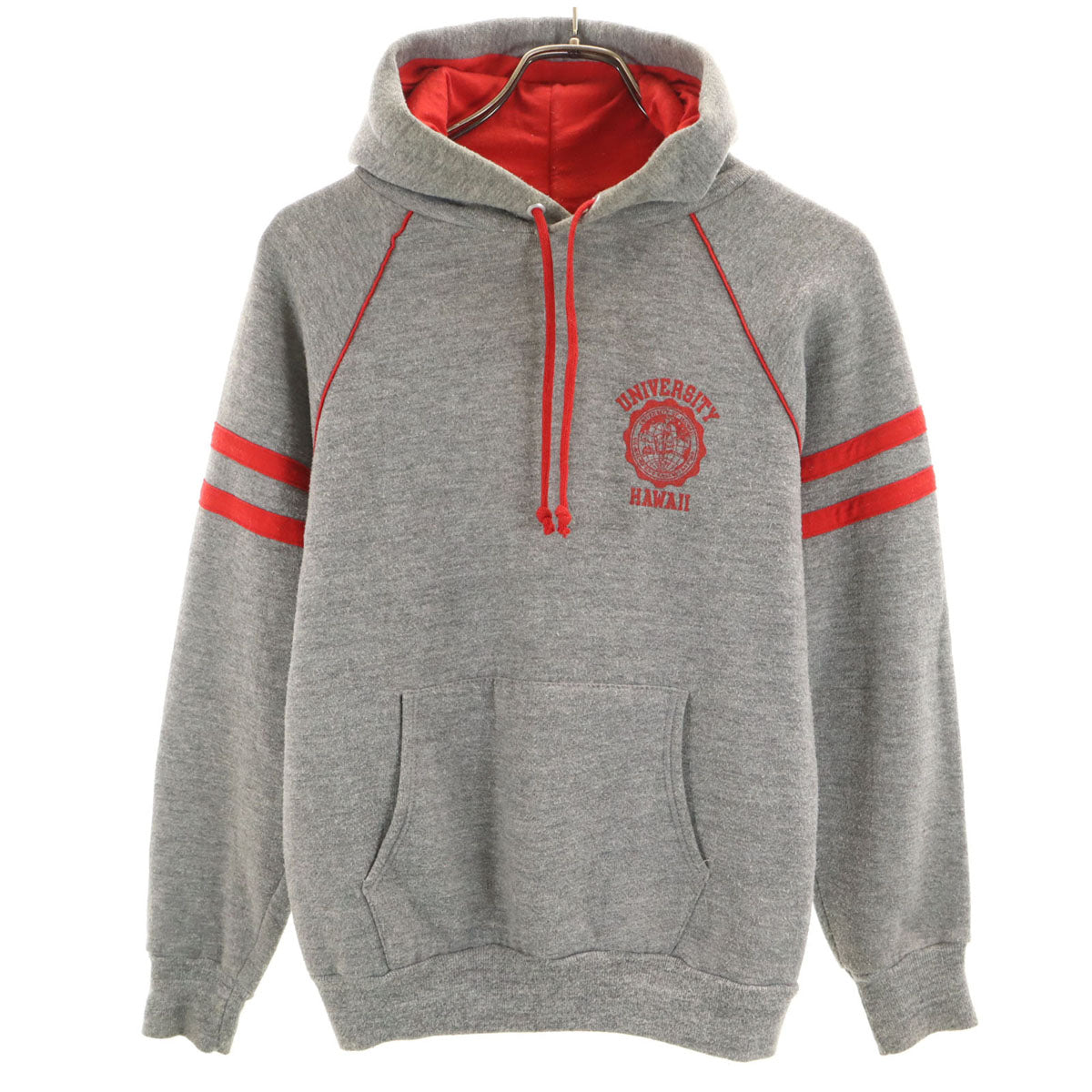 70s 80s USA製 カレッジ ヴィンテージ 長袖 スウェットパーカー S グレー 裏起毛 メンズ