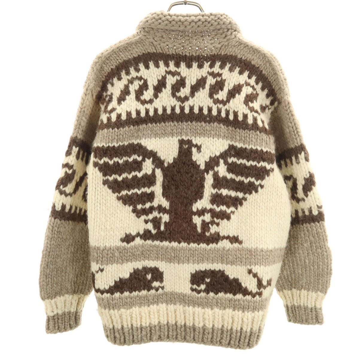 LONGHOUSE ロングハウス カナダ製 ウール100% カウチンジャケット 40 ベージュ系 メンズ