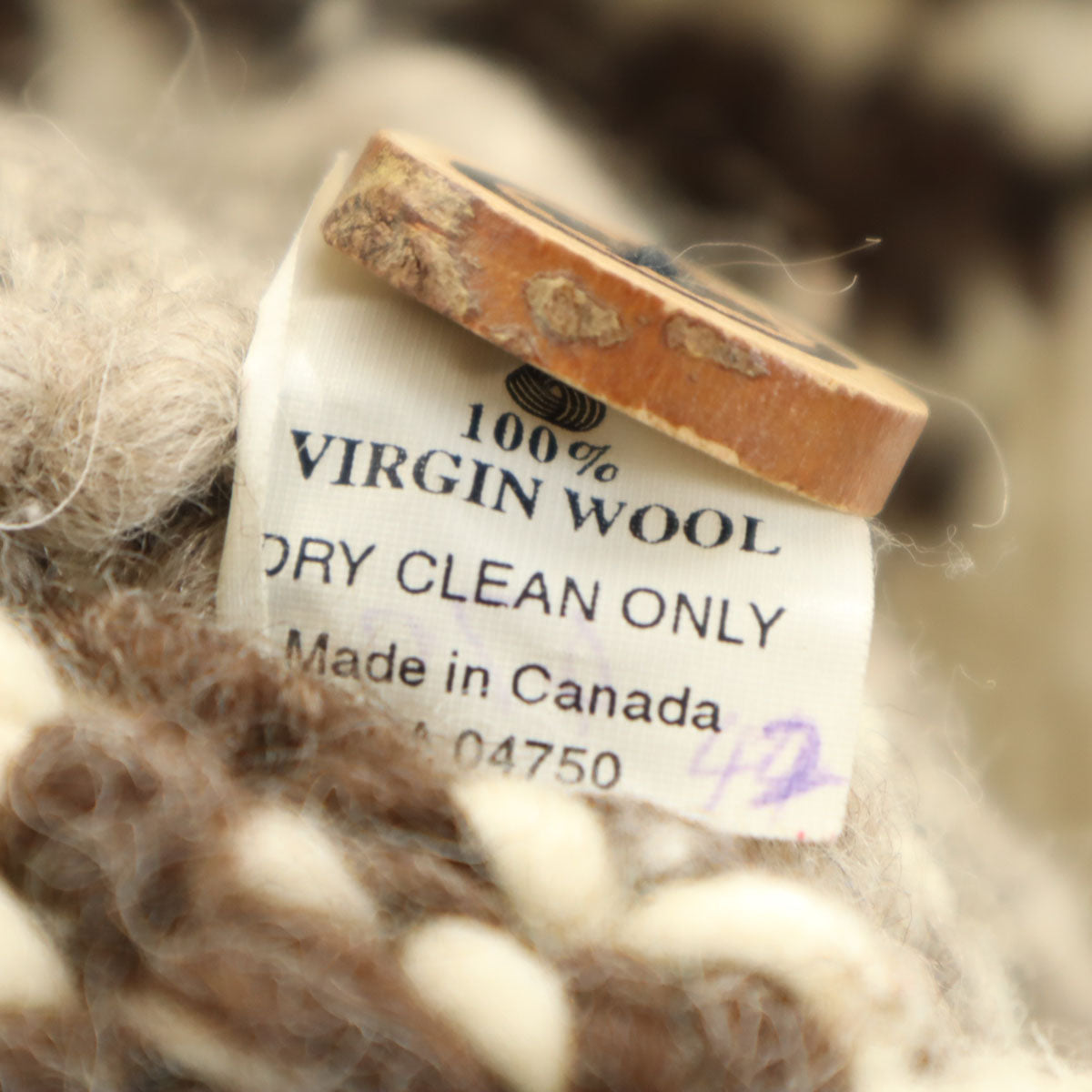 LONGHOUSE ロングハウス カナダ製 ウール100% カウチンジャケット 40 ベージュ系 メンズ