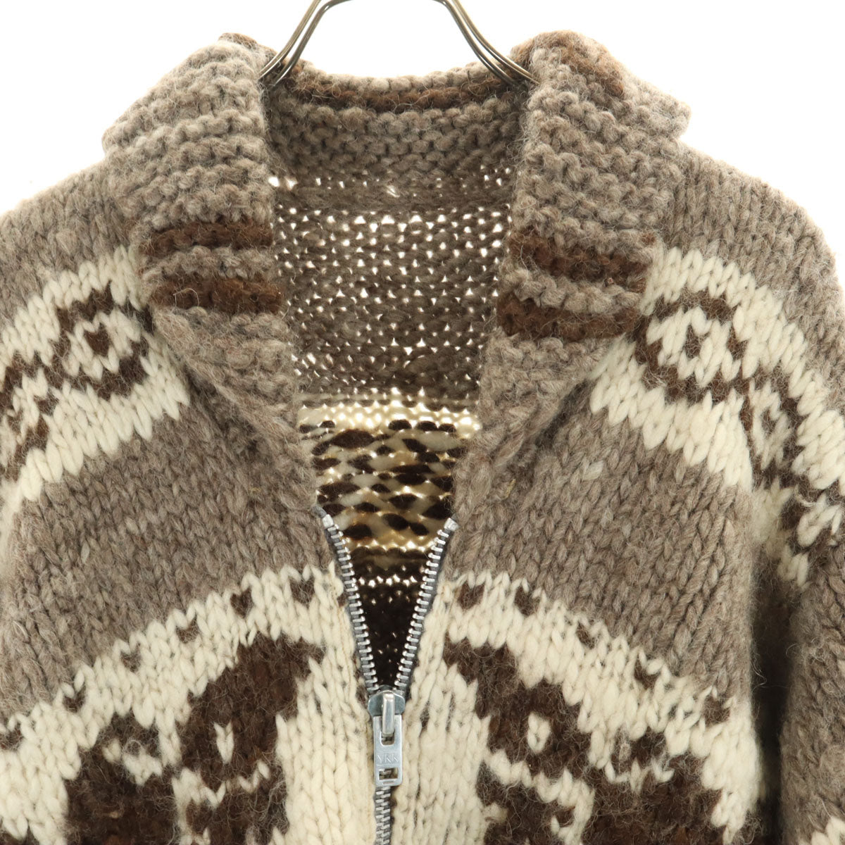 HERMES エルメス ヴィンテージ ウール100% カウチンジャケット ブラウン系 メンズ