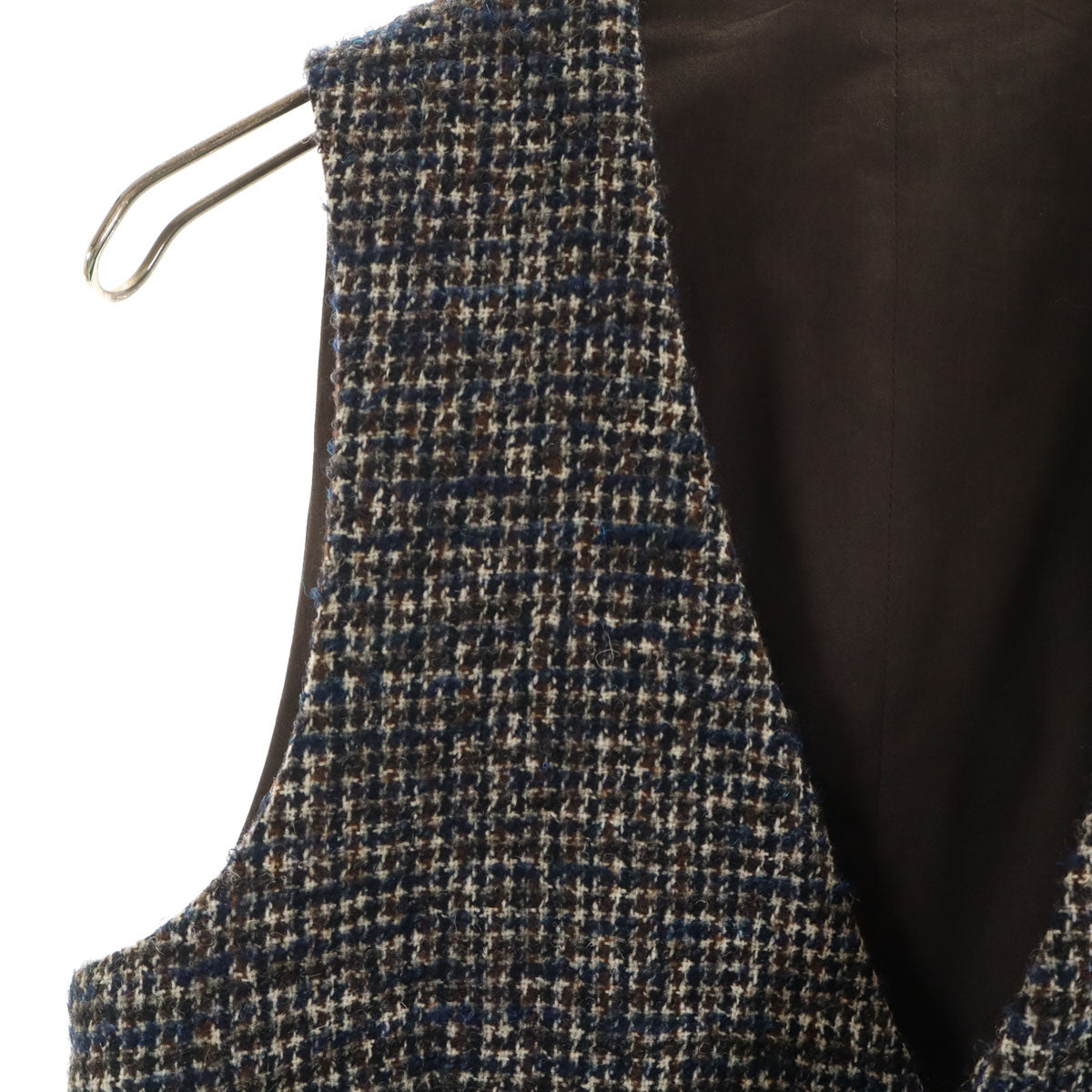 美品 LARDINI ラルディーニ イタリア製 ツイード切替 ジレベスト 44 ブラウン メンズ