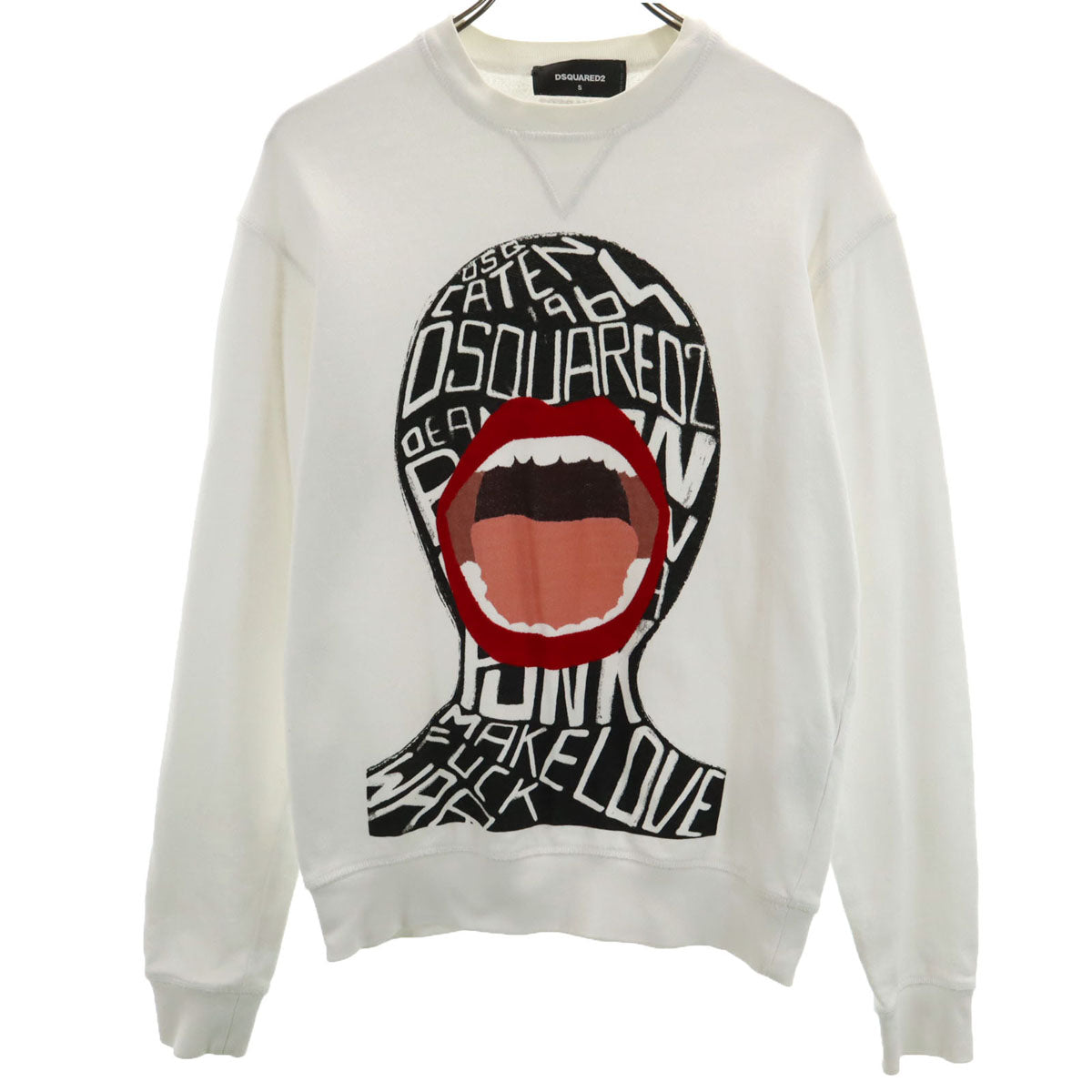 DSQUARED2 ディースクエアード ポルトガル製 スクリーミングマン 長袖 スウェット トレーナー S ホワイト メンズ