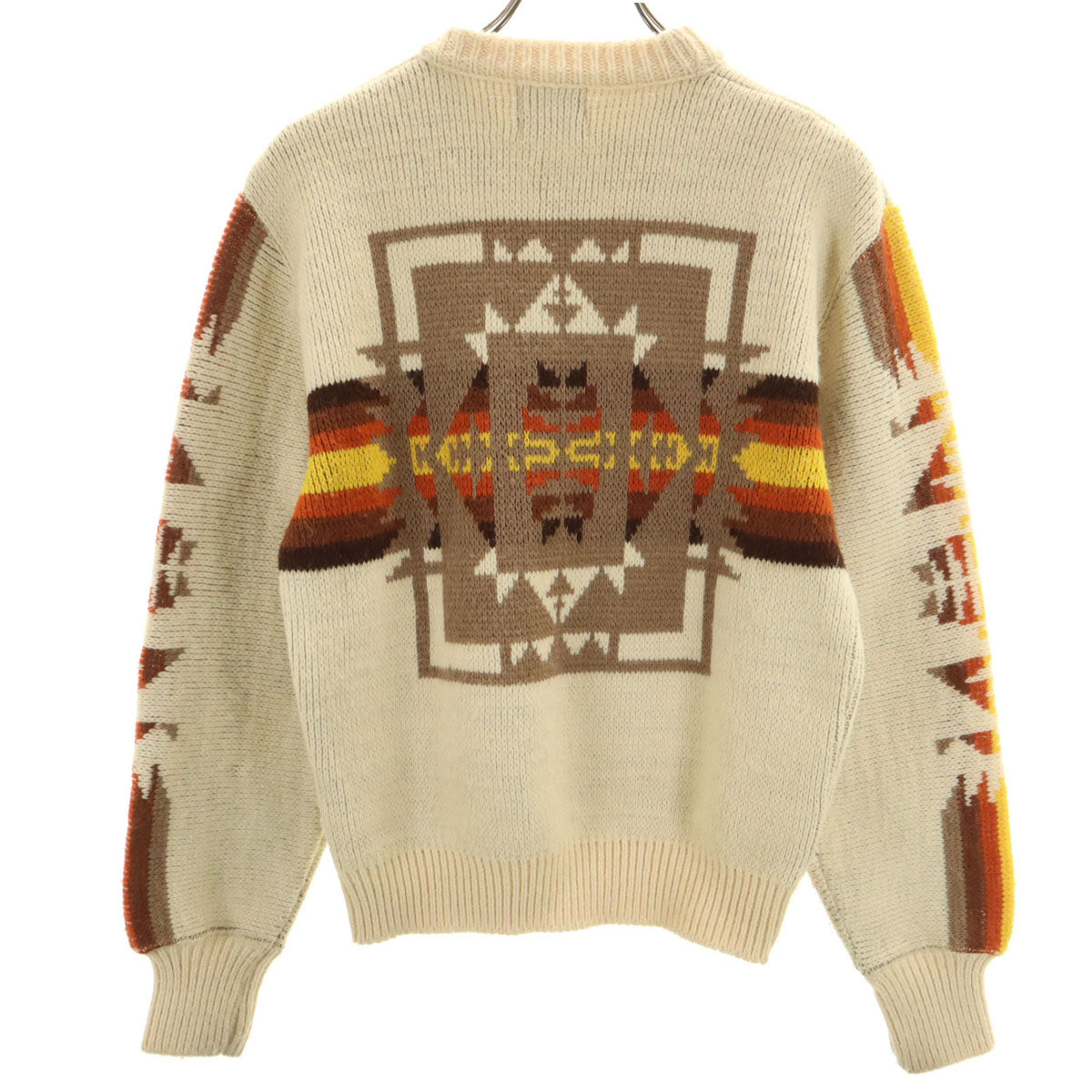 JCPenney ジェイシーペニー 80s ヴィンテージ ネイティブ柄 長袖 セーター S ベージュ ニット メンズ