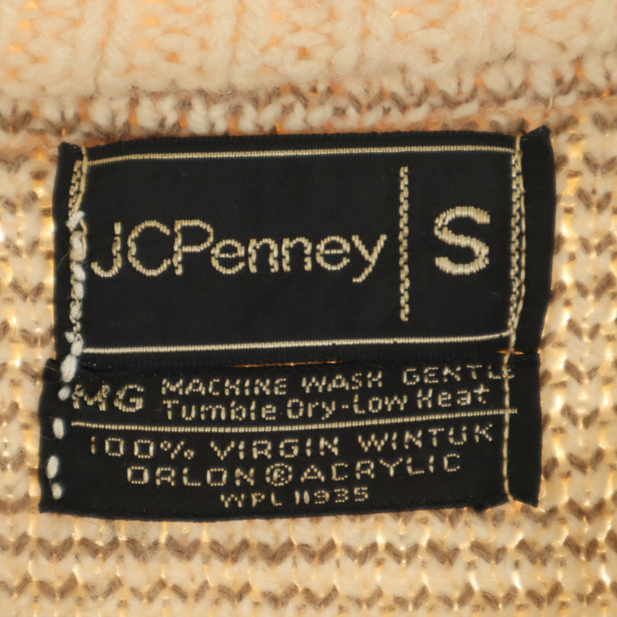 JCPenney ジェイシーペニー 80s ヴィンテージ ネイティブ柄 長袖 セーター S ベージュ ニット メンズ