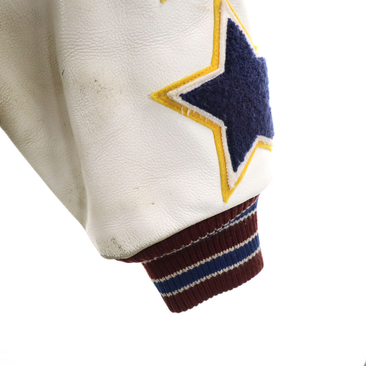 Champion チャンピオン レタードワッペン 牛革レザー切替 スタジャン L ボルドー メンズ