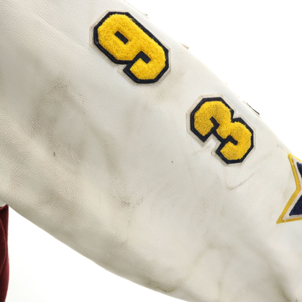 Champion チャンピオン レタードワッペン 牛革レザー切替 スタジャン L ボルドー メンズ