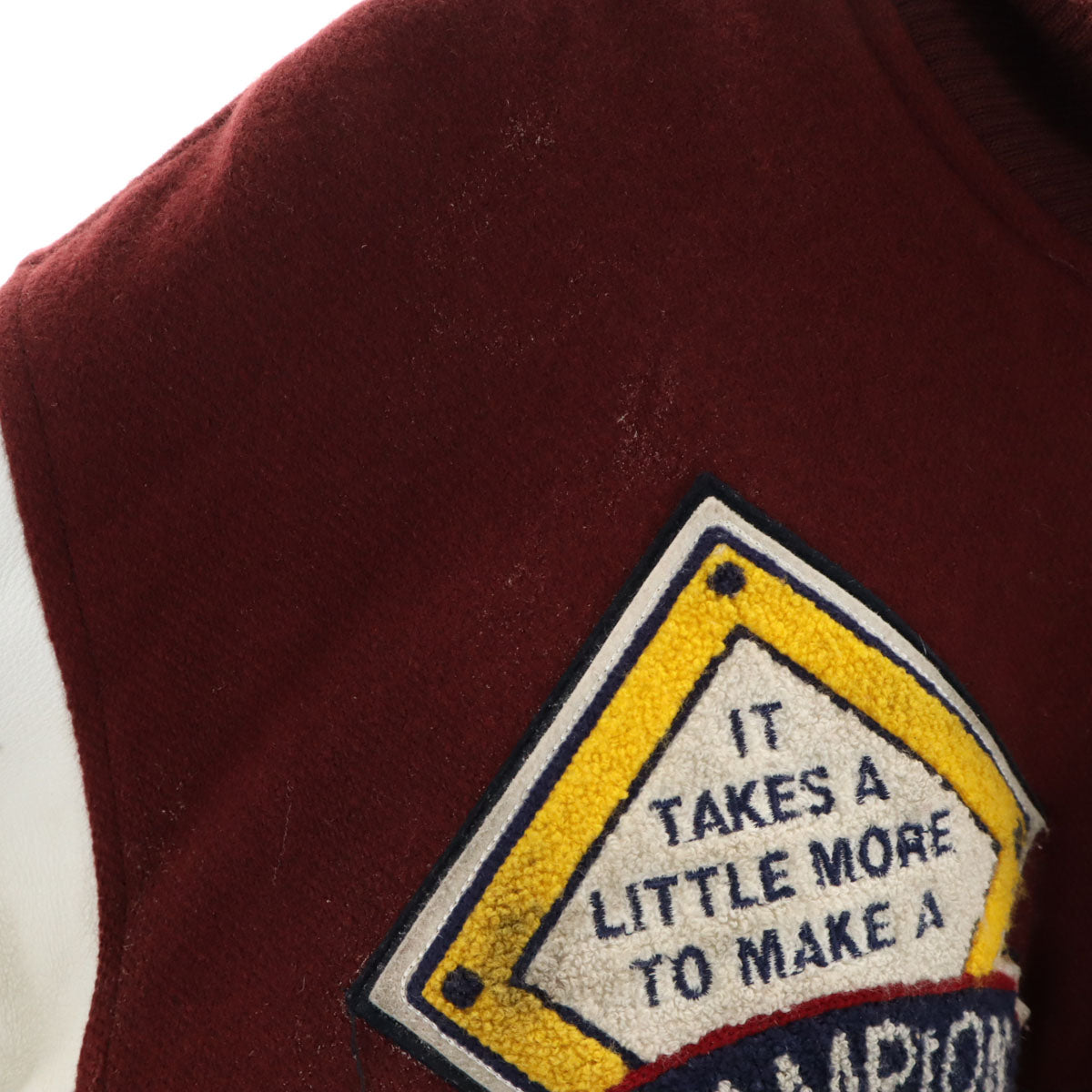 Champion チャンピオン レタードワッペン 牛革レザー切替 スタジャン L ボルドー メンズ