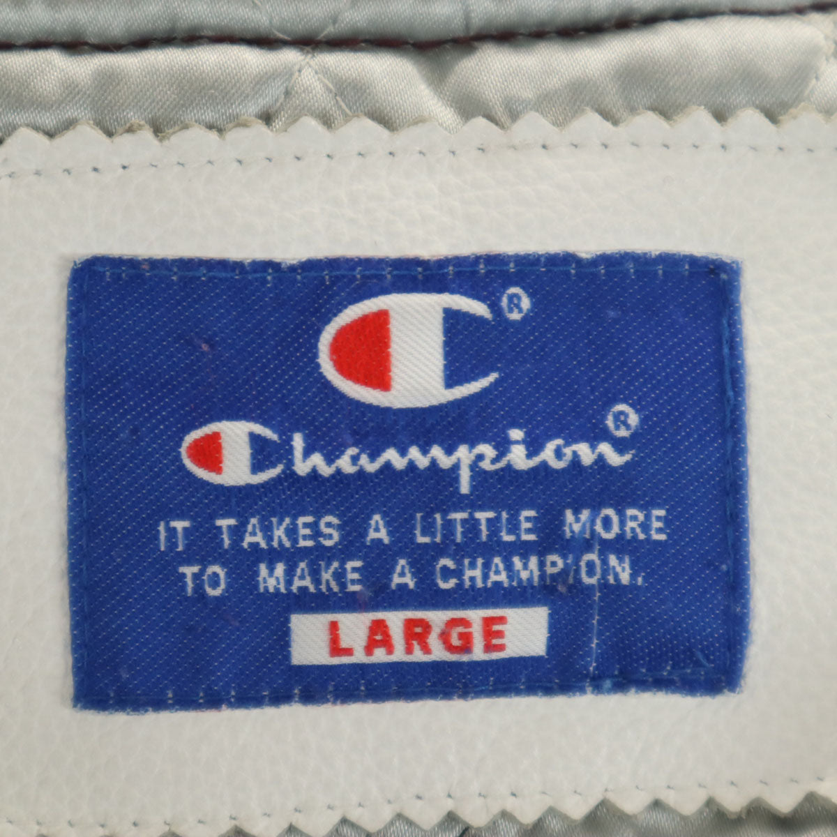 Champion チャンピオン レタードワッペン 牛革レザー切替 スタジャン L ボルドー メンズ