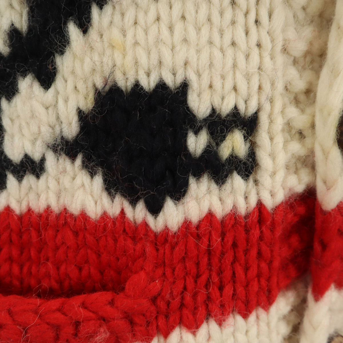 KANATA カナタ カナダ製 オオカミ ウルフ カウチンジャケット レッド メープルボタン セーター アニマル柄 メンズ