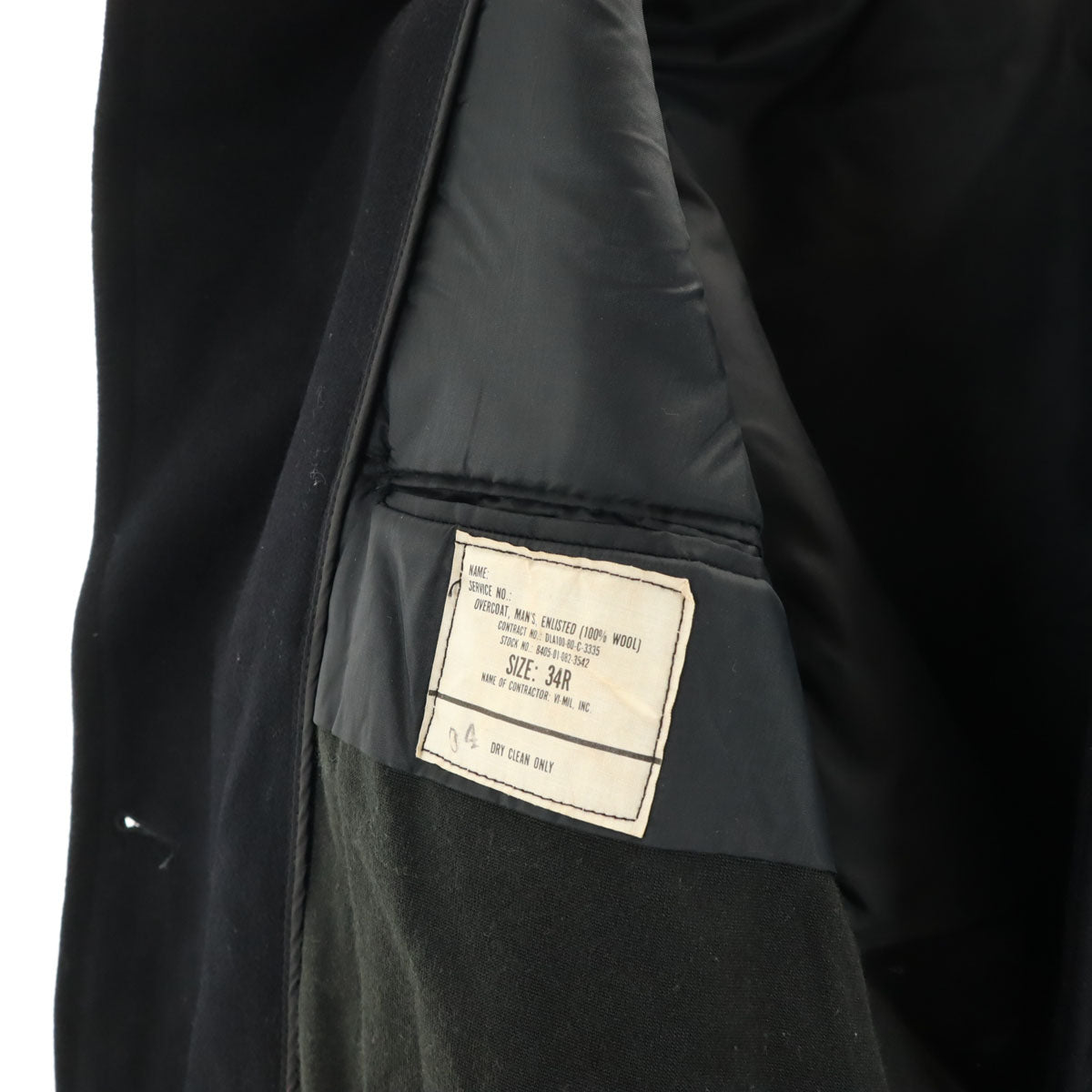 US NAVY アメリカ海軍 80s VI-MIL,INC.社製 ウール100% ヴィンテージ ピーコート 34R ブラック メンズ