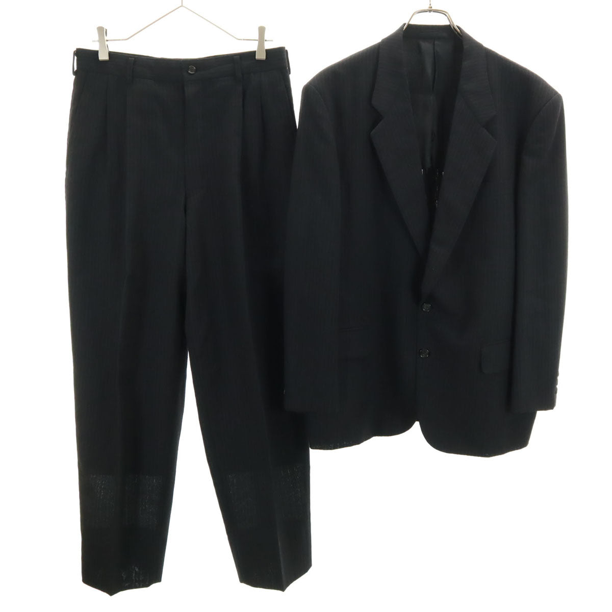 COMME des GARCONS HOMME コムデギャルソンオム 90s 1997年 日本製 ウール100% オールド ストライプ柄 スーツ 上下 セットアップ M ブラック メンズ