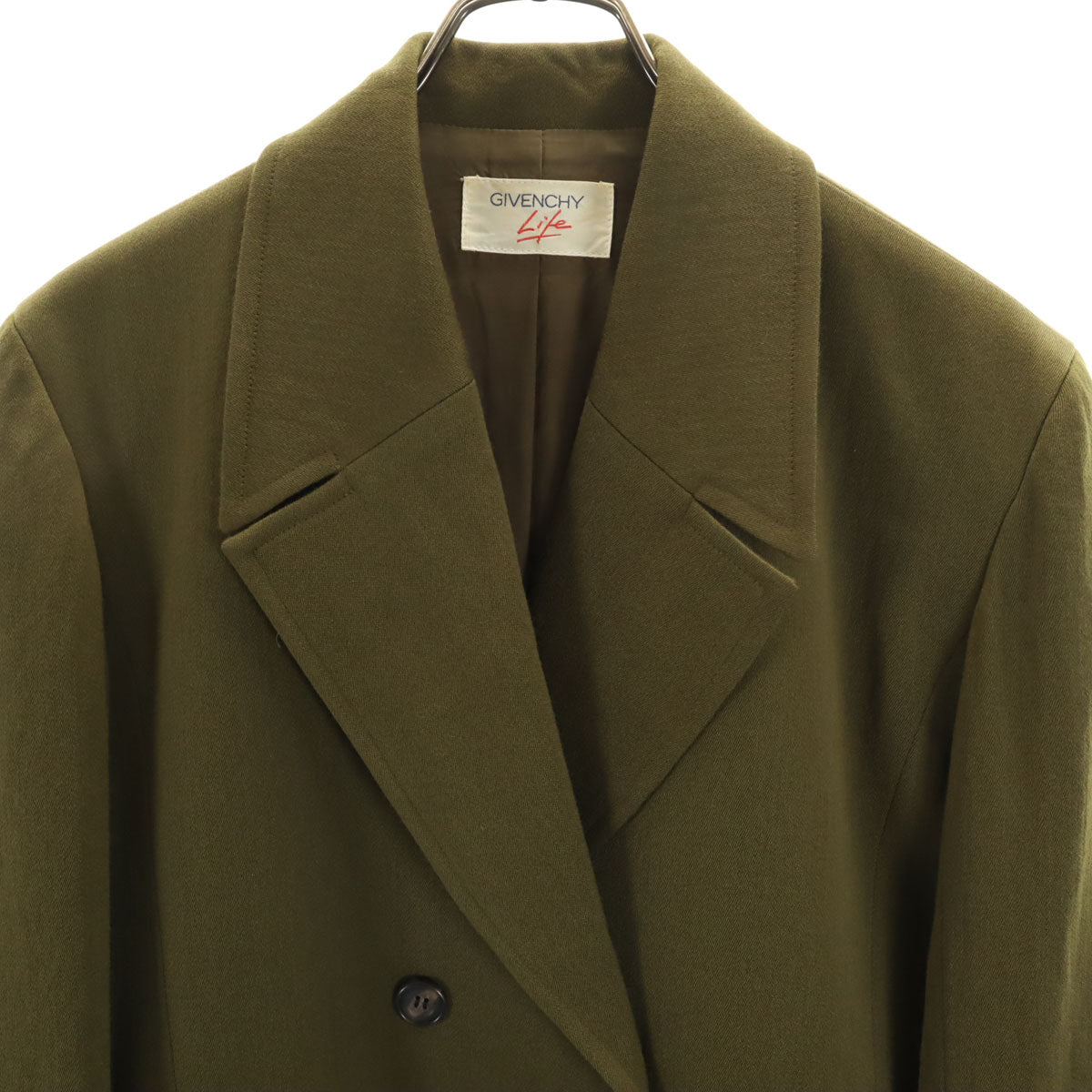 GIVENCHY Life ジバンシィライフ 90s ウール100% オールド スカートスーツ 上下 セットアップ 11号 オリーブ レディース