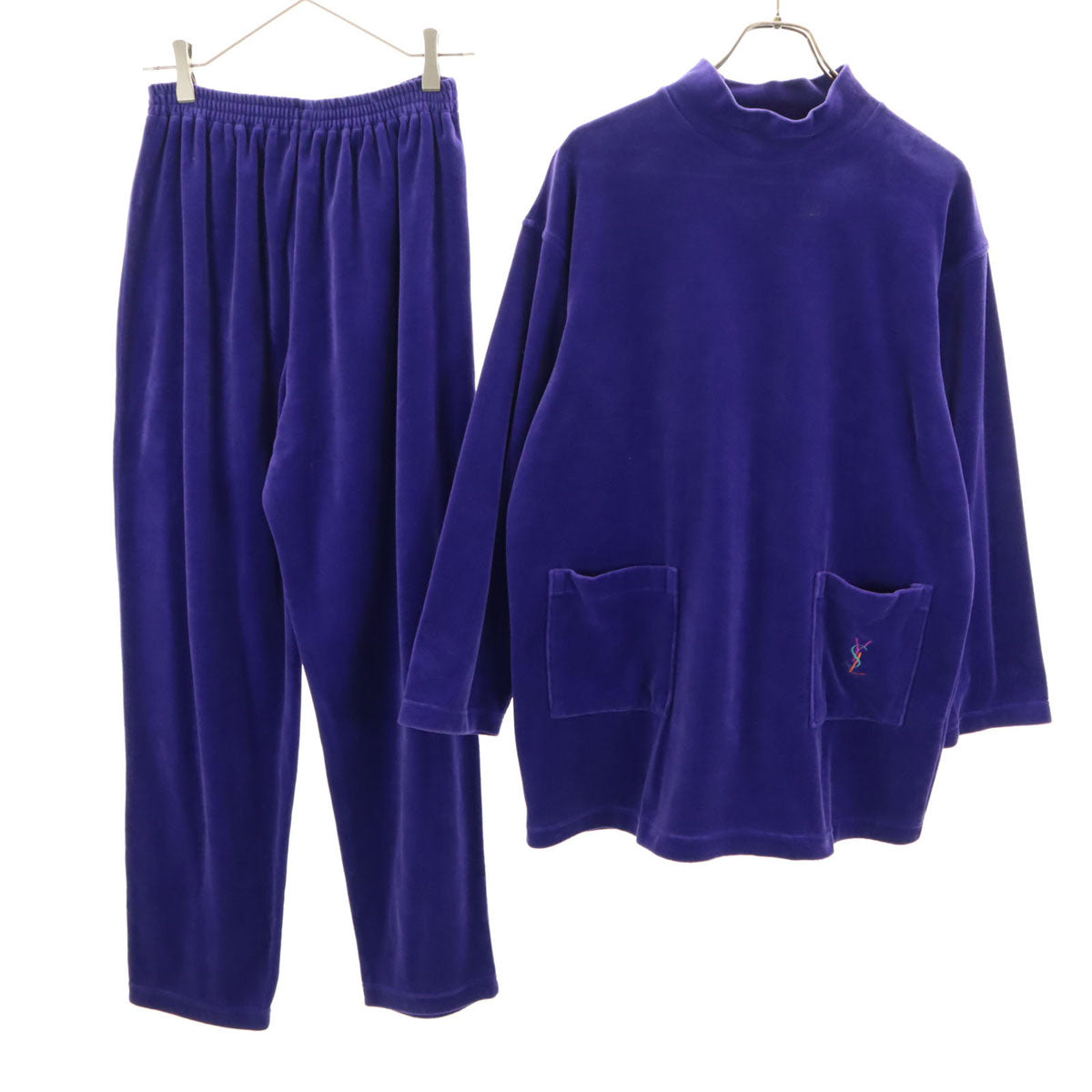 YVES SAINT LAURENT イヴサンローラン 90s オールド ルームウェア 上下 セットアップ M パープル メンズ