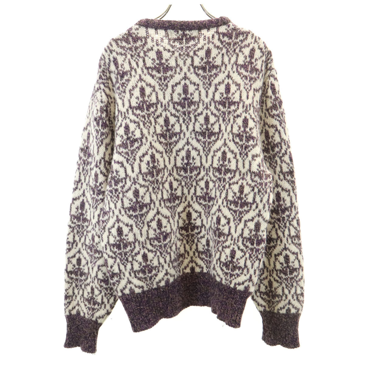 VAN HEUSEN ヴァンヒューゼン 80s 90s USA製 オールド 総柄 長袖 セーター M アイボリー ニット メンズ