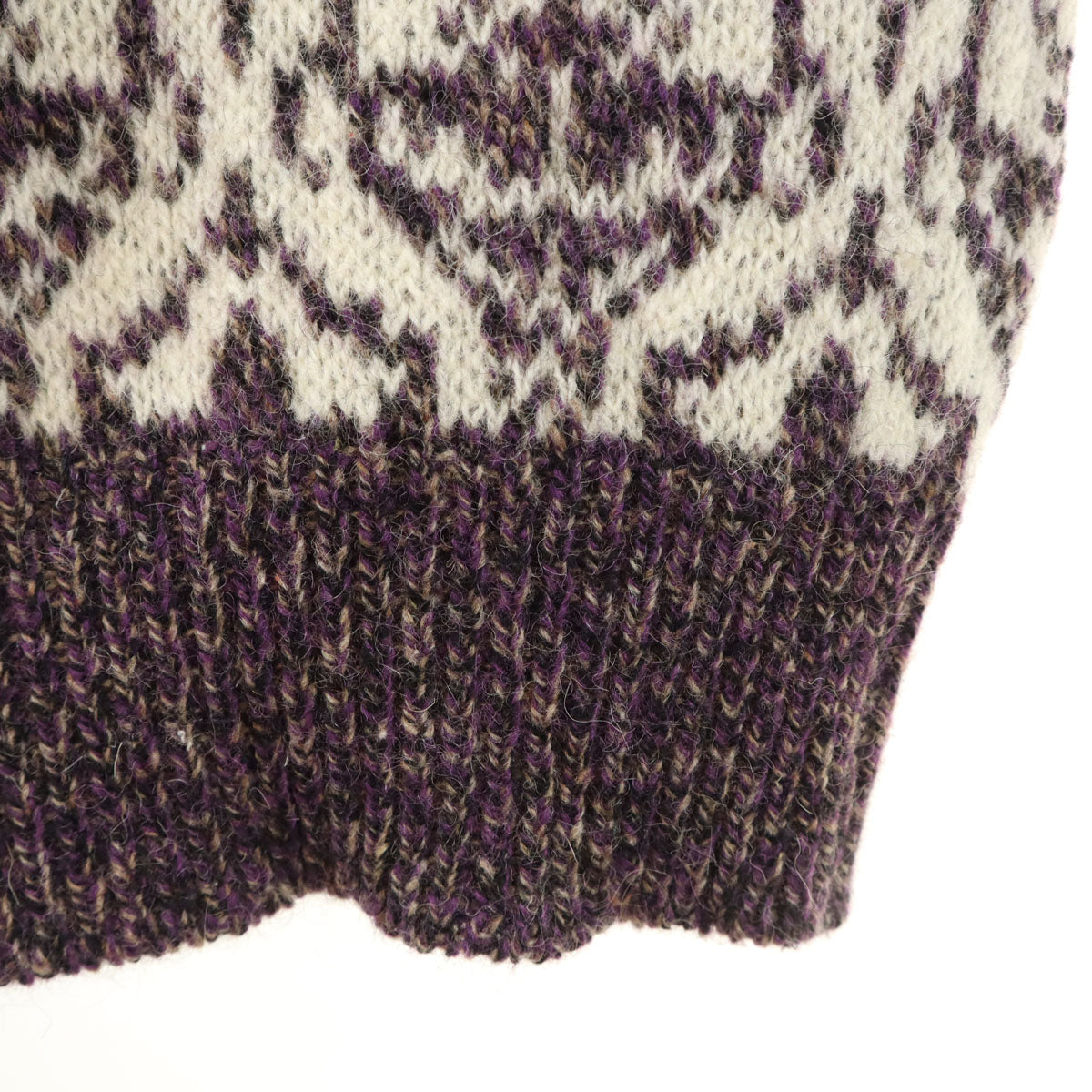 VAN HEUSEN ヴァンヒューゼン 80s 90s USA製 オールド 総柄 長袖 セーター M アイボリー ニット メンズ