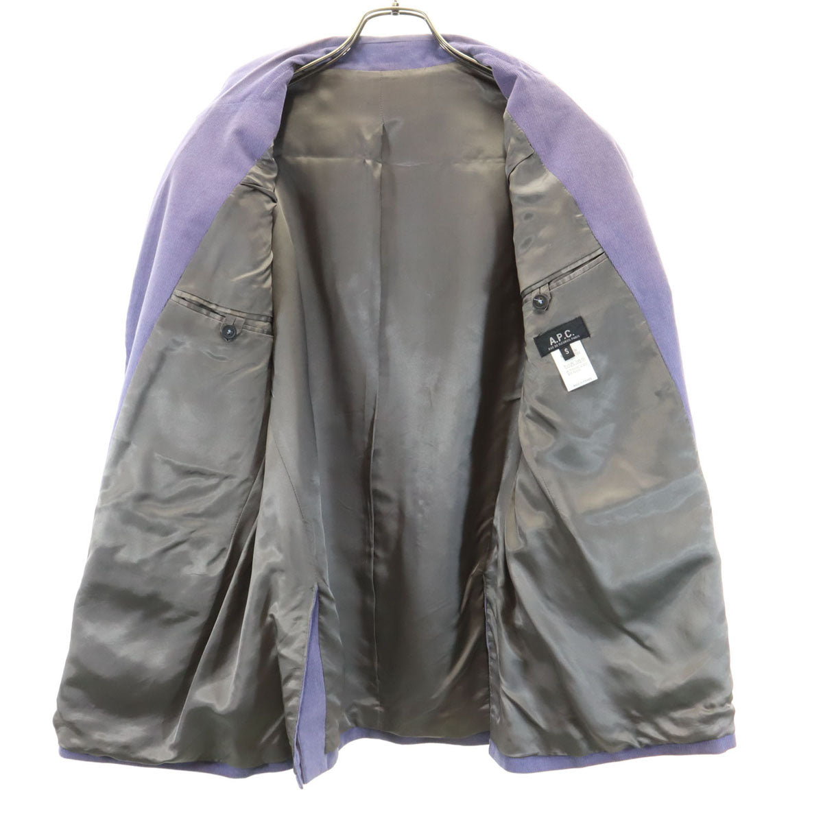 A.P.C. アーペーセー フランス製 コーデュロイ テーラードジャケット 上下 セットアップ S/32 パープル系 ボタンフライ メンズ