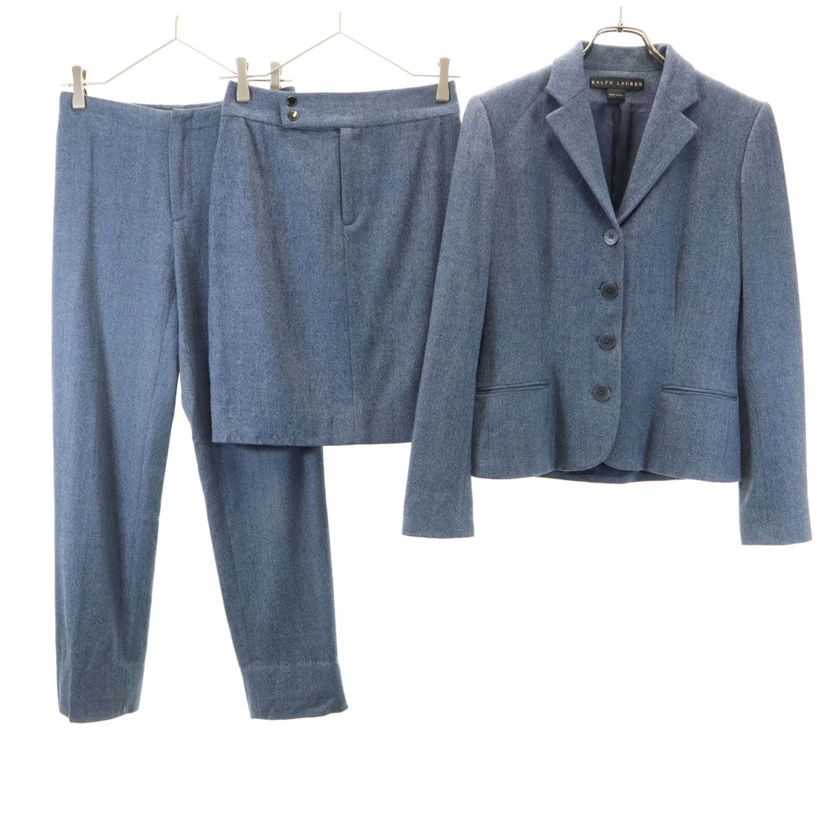 RALPH LAUREN ラルフローレン USA製 パンツスーツ 上下 セットアップ 4/2 ネイビー系 3点セット レディース