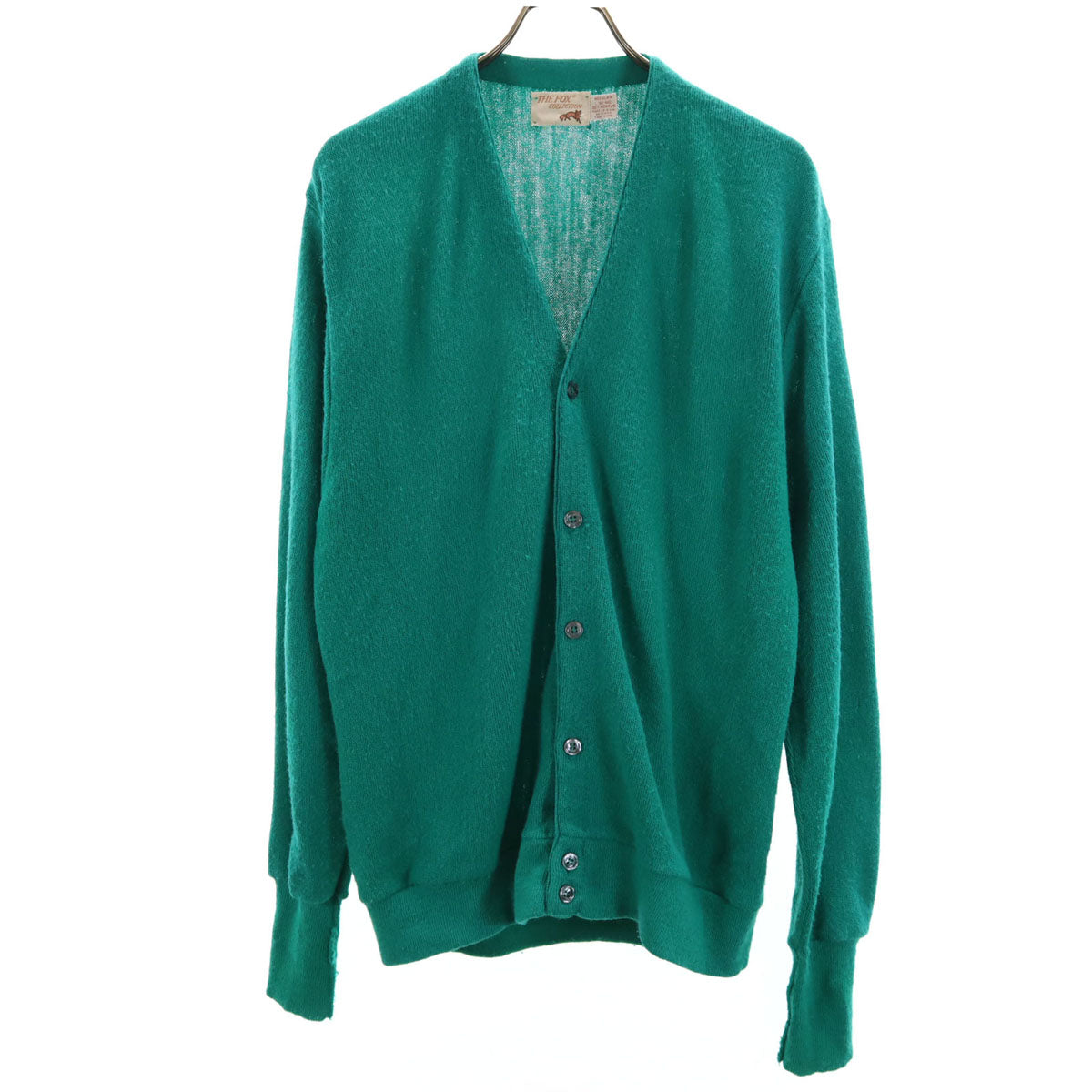 THE FOX COLLECTION ザフォックスコレクション 70s 80s USA製 ヴィンテージ 長袖 ニットカーディガン L グリーン メンズ
