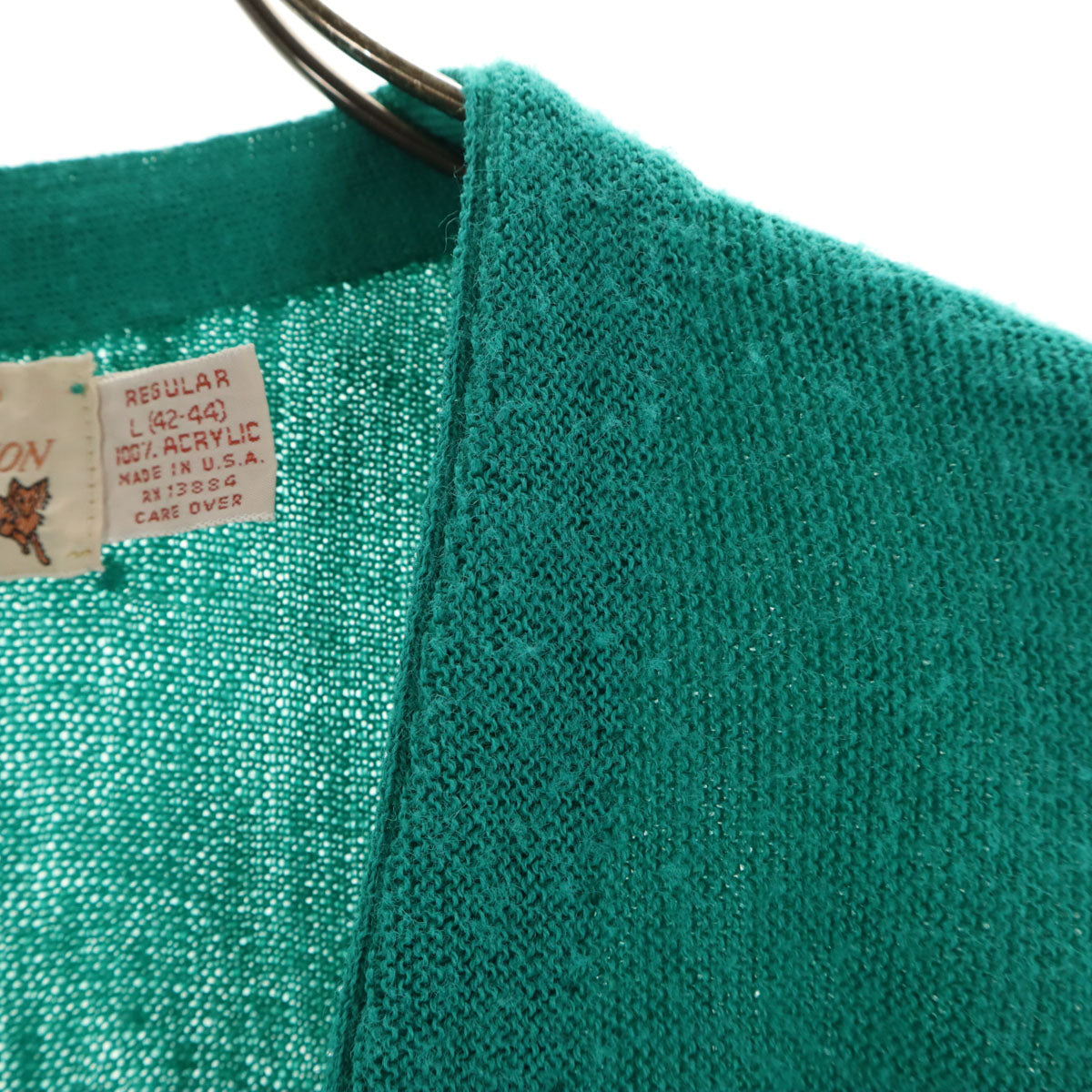 THE FOX COLLECTION ザフォックスコレクション 70s 80s USA製 ヴィンテージ 長袖 ニットカーディガン L グリーン メンズ