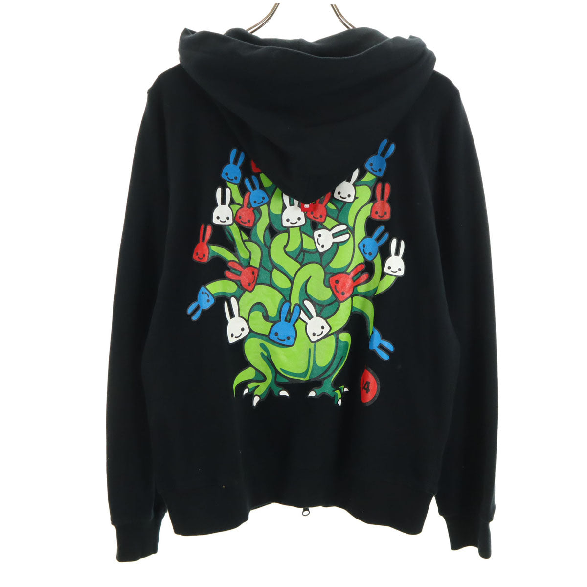 CUNE キューン 24周年 バック うさぎ ドラゴン 長袖 ジップパーカー M ブラック メンズ