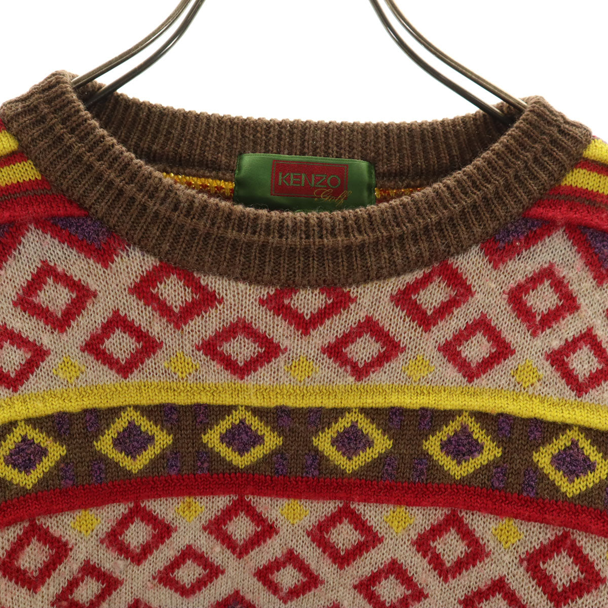 KENZO GOLF ケンゾーゴルフ 90s 日本製 オールド 総柄 長袖 セーター 4 ブラウン系 ニット メンズ