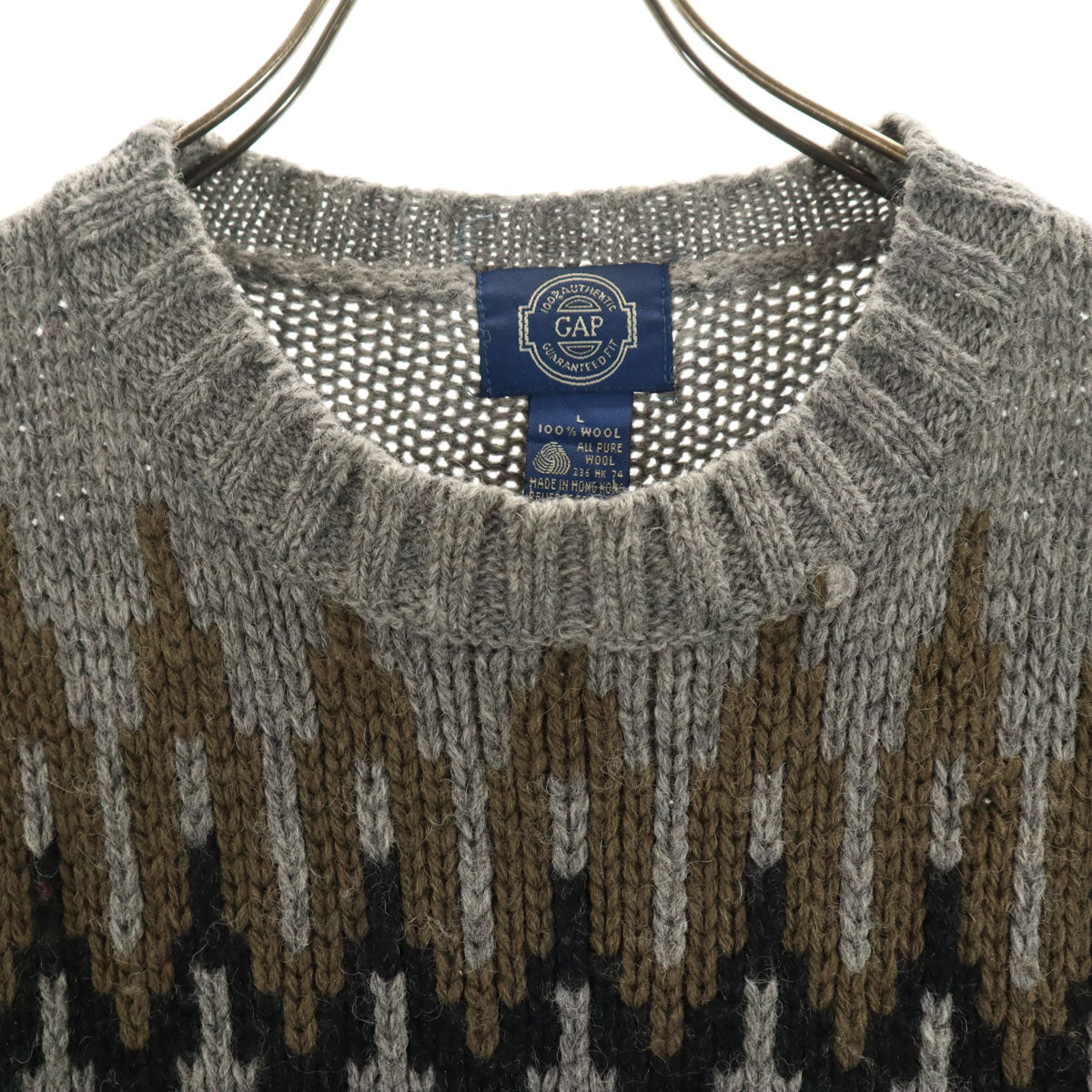 GAP ギャップ 80s ヴィンテージ 総柄 長袖 セーター L グレー ニット メンズ