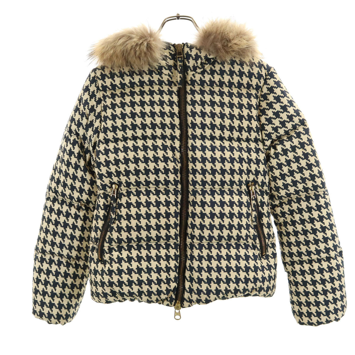 DRESSCAMP ドレスキャンプ DUVETICA デュベティカ コラボ 千鳥柄 ダウンジャケット 38 ベージュ系 レディース