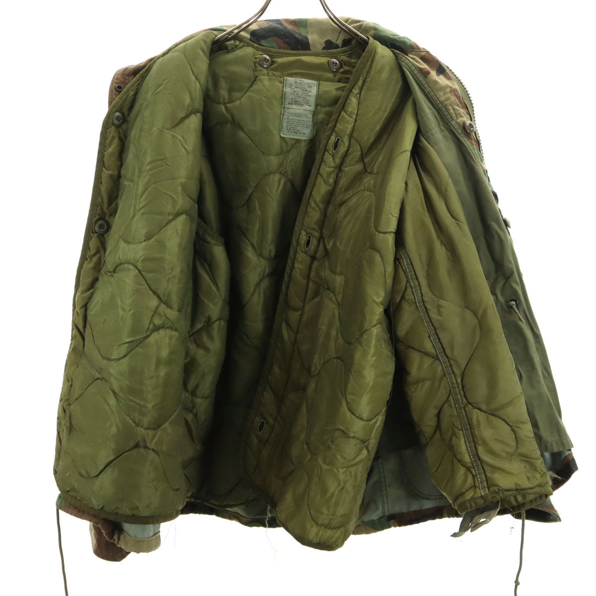 US ARMY アメリカ軍 80s アメリカ軍 ヴィンテージ カモフラ柄 ライナー付き ミリタリージャケット S カーキ 迷彩 メンズ