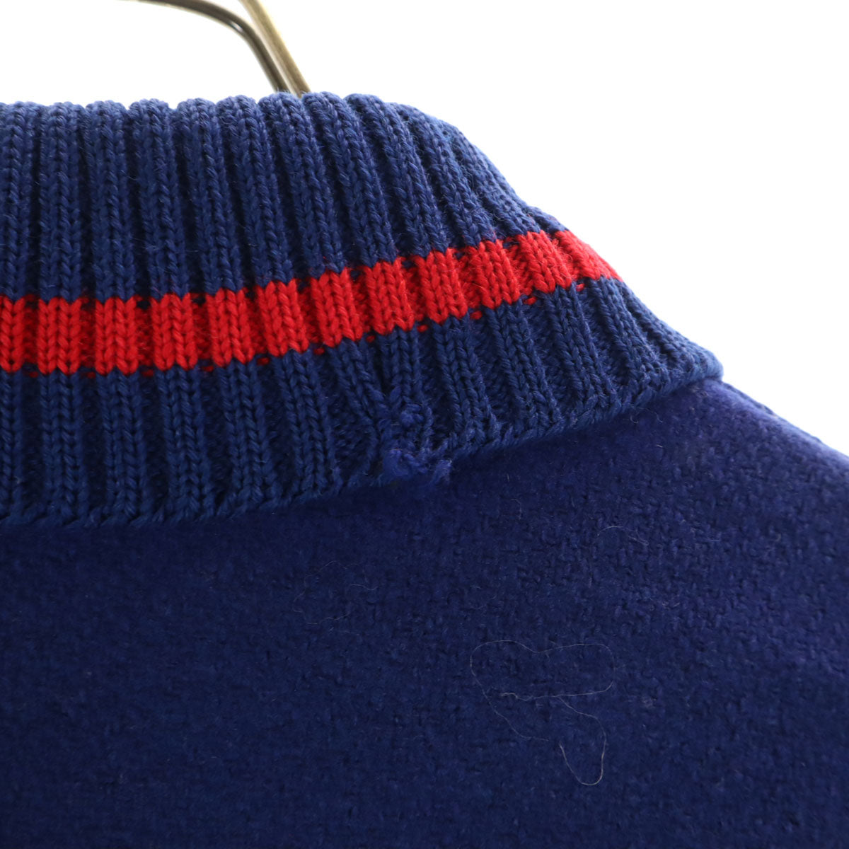 LASLEY KNITTING ラスレイニッティング 60s ウール ヴィンテージ 袖革 スタジャン 44 ネイビー系 メンズ