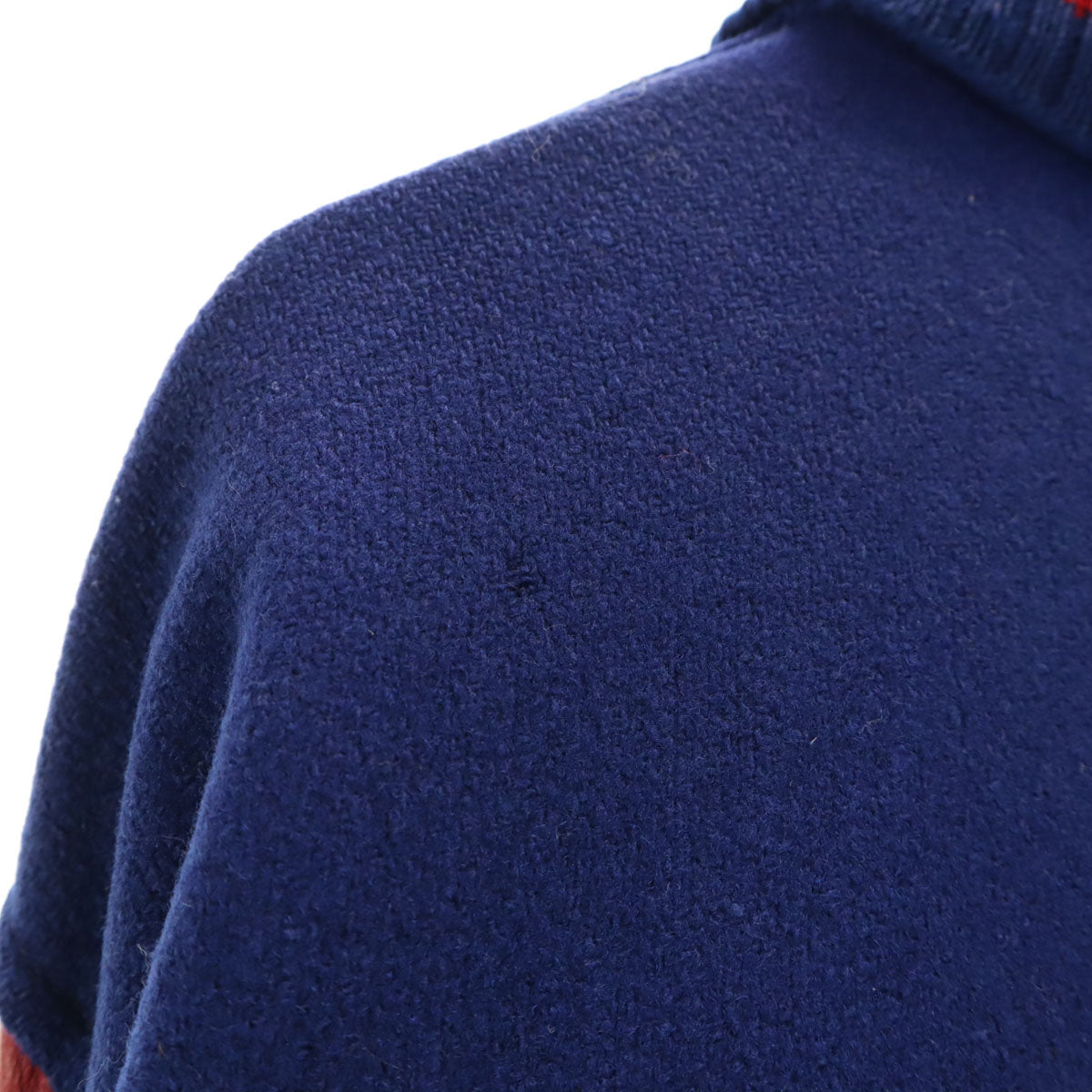 LASLEY KNITTING ラスレイニッティング 60s ウール ヴィンテージ 袖革 スタジャン 44 ネイビー系 メンズ