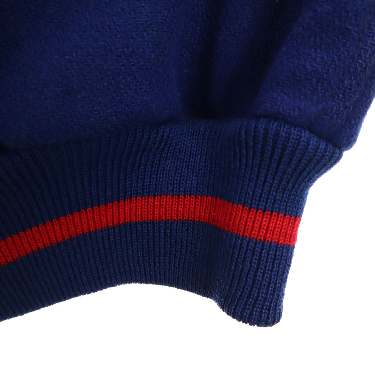 LASLEY KNITTING ラスレイニッティング 60s ウール ヴィンテージ 袖革 スタジャン 44 ネイビー系 メンズ