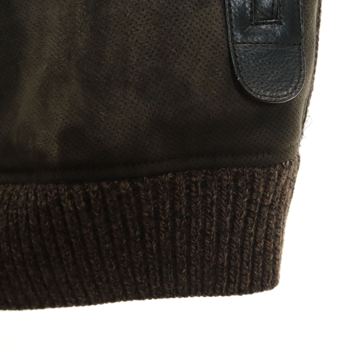 SalvatoreFerragamo サルバトーレフェラガモ イタリア製 ウールブレンド レザー切替 ニットジャケット M ブラウン メンズ