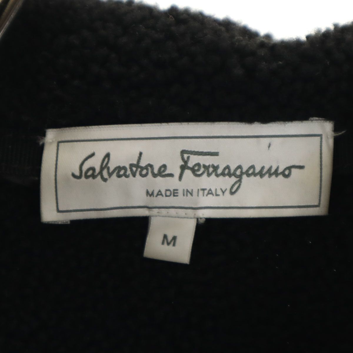SalvatoreFerragamo サルバトーレフェラガモ イタリア製 ウールブレンド レザー切替 ニットジャケット M ブラウン メンズ