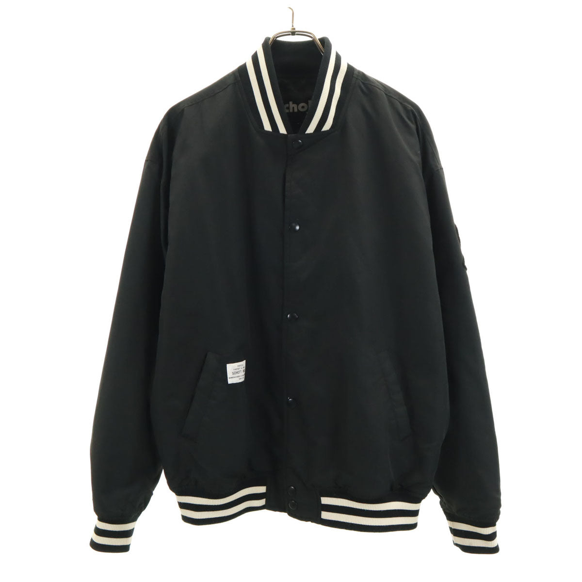 schott ショット AWARD JACKET ナイロン スタジャン L ブラック メンズ
