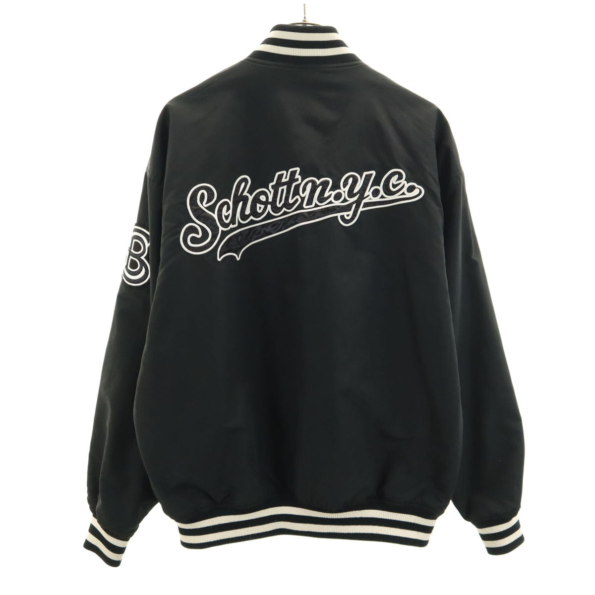 schott ショット AWARD JACKET ナイロン スタジャン L ブラック メンズ