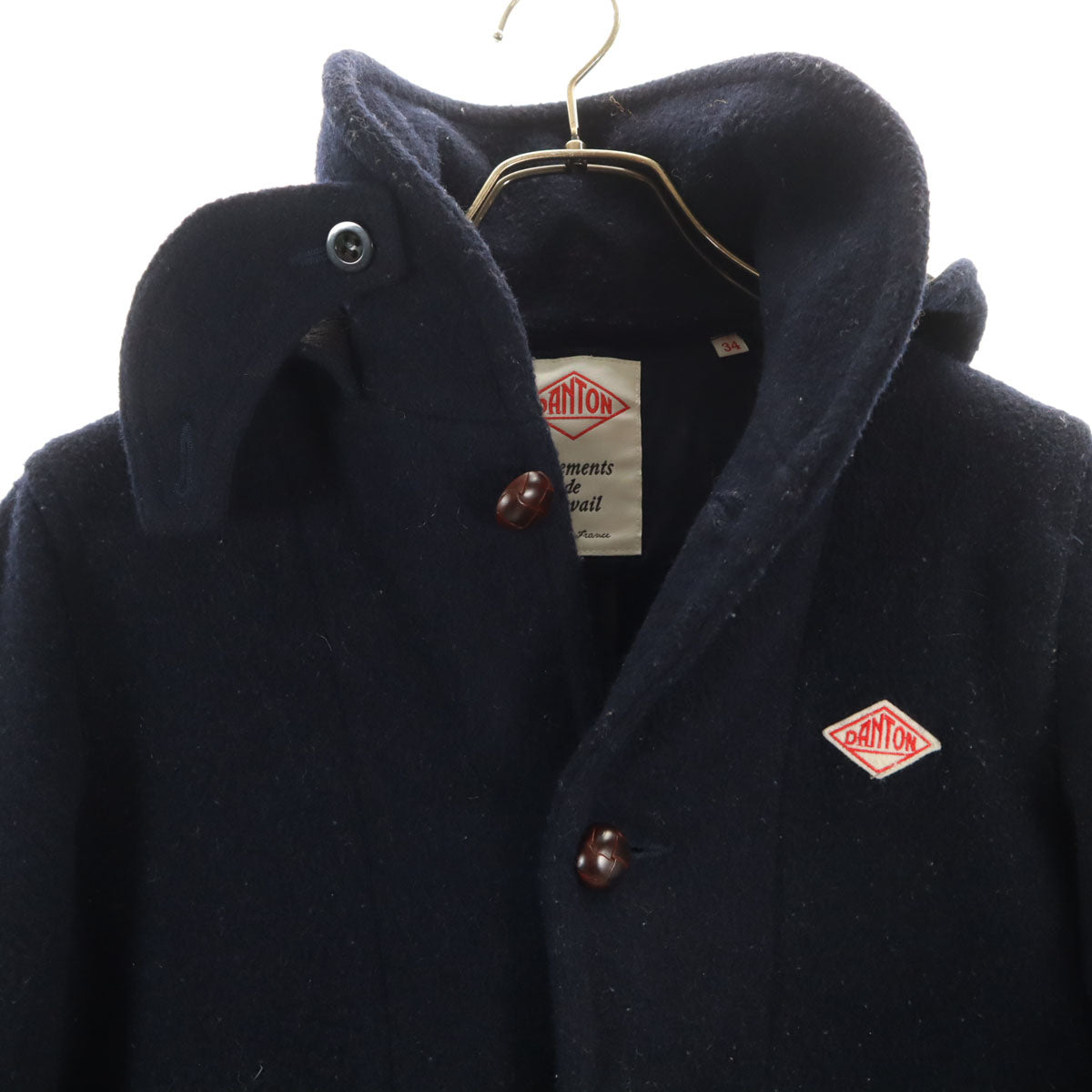 Danton ダントン 日本製 ウールモッサ コート 34 濃紺 レディース