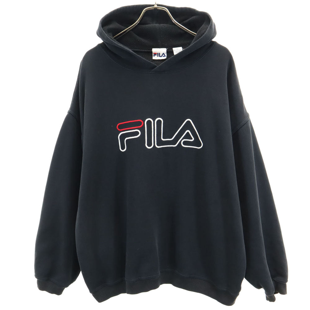 FILA フィラ 90s カナダ製 オールド 長袖 スウェットパーカー XL ブラック メンズ