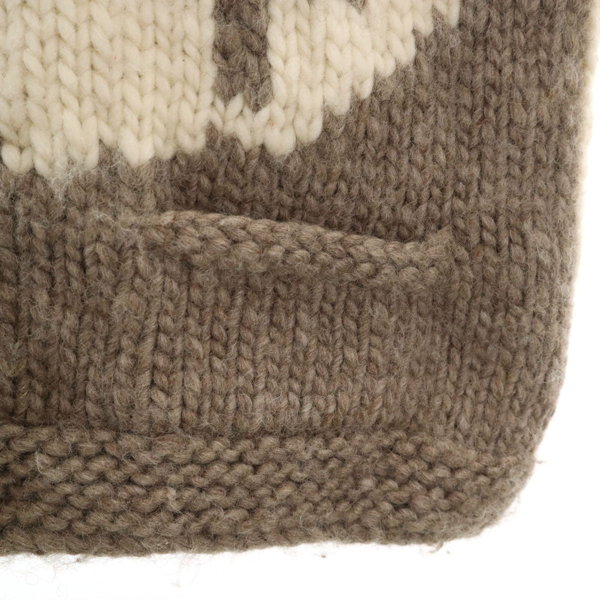 90s カナダ製 オールド ツリー ベア柄 ショールカラー カウチンジャケット アイボリー メープルボタン クマ メンズ