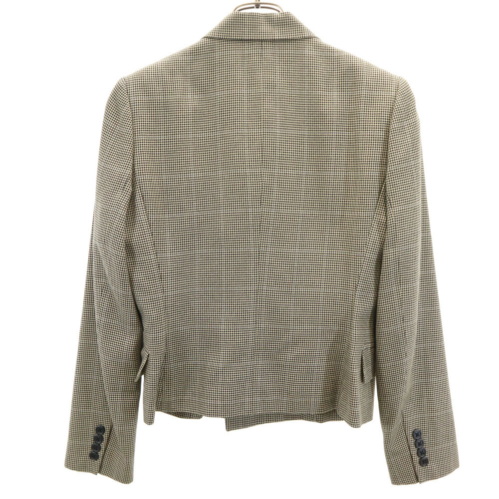 RALPH LAUREN ラルフローレン シルクブレンド ハウンドトゥース柄 ダブル テーラードジャケット 9 ベージュ レディース